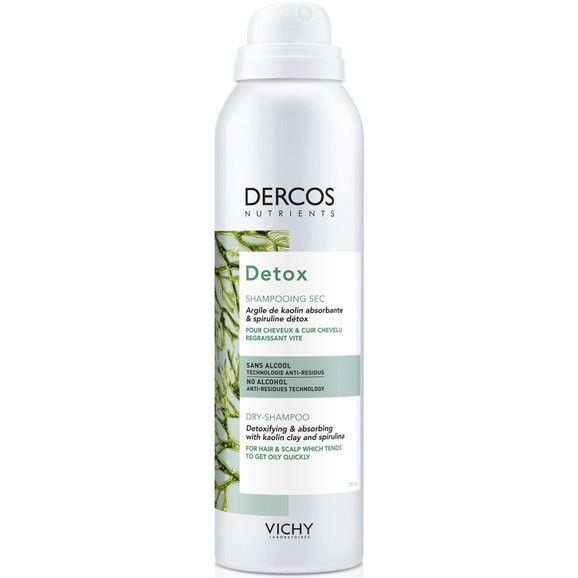 Vichy Dercos Nutrients Detox Shampooing Sec Εξισορροπητικό Ξηρό Σαμπουάν Αποτοξίνωσης για Λιπαρά Μαλλιά & Τριχωτό 150ml