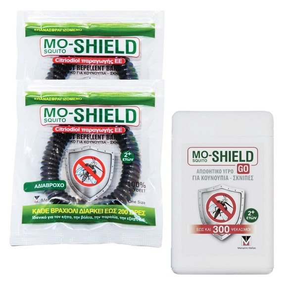 Menarini Mo-Shield Πακέτο Προσφοράς Repellent Waterproof Band Black 2 Τεμάχια & Δώρο Go Repellent Body Liquid Spray 17ml