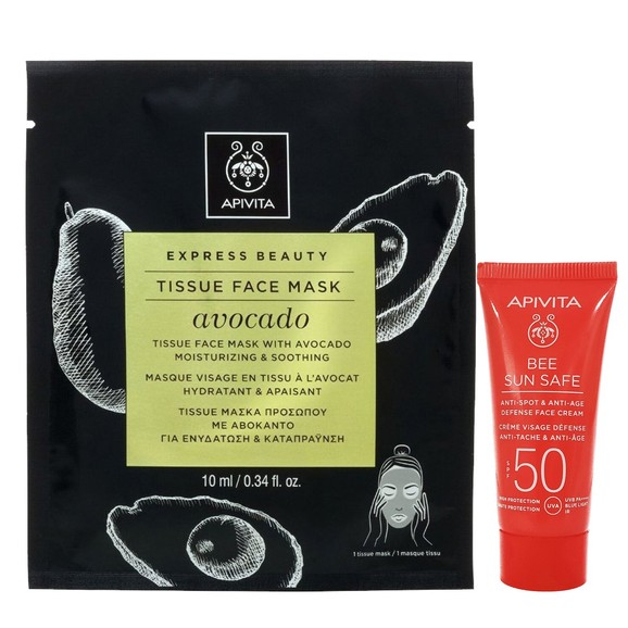 Δώρο Apivita Express Beauty Tissue Face Mask Avocado Sheet 10ml & Bee Sun Safe Anti-Spot Anti-Age Defence Face Cream Spf50 15ml Δώρο Apivita Express Beauty Tissue Face Mask Avocado Sheet 10ml & Bee Sun Safe Anti-Spot Anti-Age Defence Face Cream Spf50 15ml