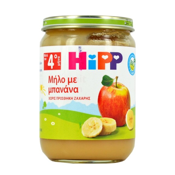 HiPP Βρεφική Φρουτόκρεμα Μήλο με Μπανάνα Μετά τον 4ο Μήνα 190gr