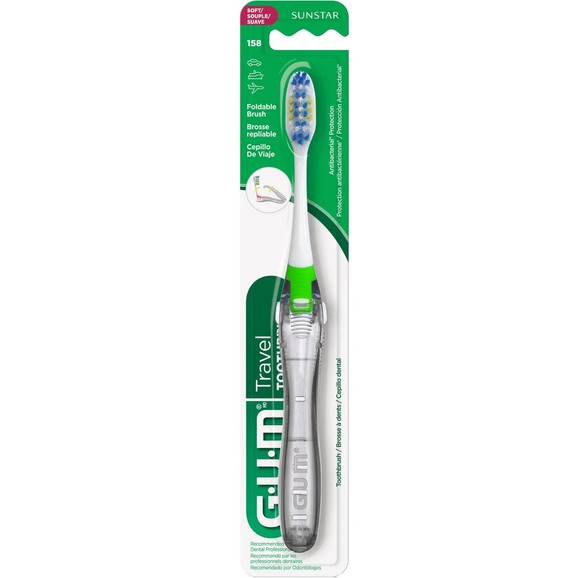 Gum Travel Soft Antibacterial Toothbrush Κωδ 158, 1 Τεμάχιο - Πράσινο