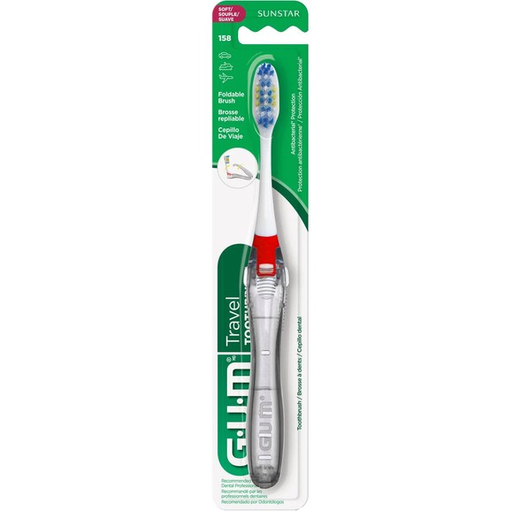 Gum Travel Soft Antibacterial Toothbrush Κωδ 158, 1 Τεμάχιο - Κόκκινο