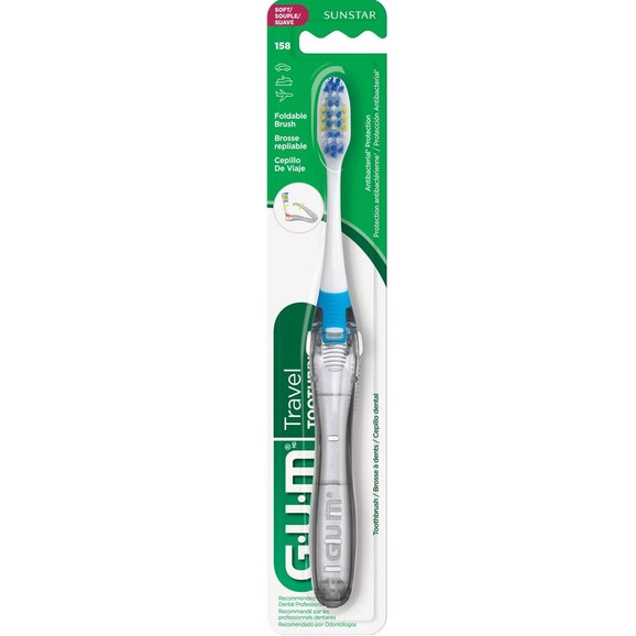 Gum Travel Soft Antibacterial Toothbrush Κωδ 158, 1 Τεμάχιο - Γαλάζιο