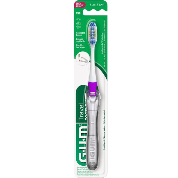 Gum Travel Soft Antibacterial Toothbrush Κωδ 158, 1 Τεμάχιο - Μωβ