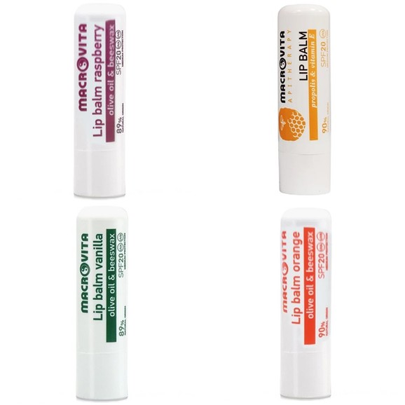 Δώρο Macrovita Lip Balm Spf20 Ενυδατικό Βάλσαμο Χειλιών Μέτριας Αντηλιακής Προστασίας, Τυχαίας Επιλογής Γεύσης 4.8gr