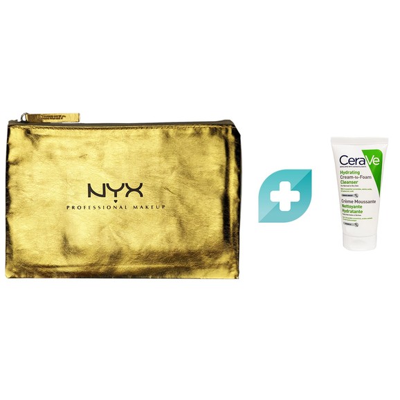 Σετ Δώρο Δώρο Nyx Professional Makeup Νεσεσέρ Χρυσό 1 Τεμάχιο & CeraVe Hydrating Cream to Foam Cleanser 15ml Σετ Δώρο Δώρο Nyx Professional Makeup Νεσεσέρ Χρυσό 1 Τεμάχιο & CeraVe Hydrating Cream to Foam Cleanser 15ml
