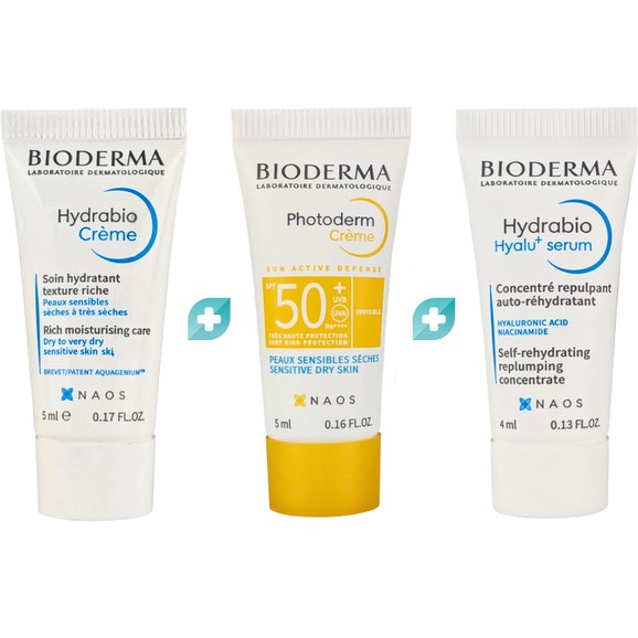 Σετ Δώρο Bioderma Hydrabio Hyalu+ Serum Self-Rehydrating Replumping Concentrate 4ml & Photoderm Moisturizing Face Creme Spf50+ for Sensitive, Dry Skin 5ml & Hydrabio Creme Riche 5ml Σετ Δώρο Bioderma Hydrabio Hyalu+ Serum Self-Rehydrating Replumping Concentrate 4ml & Photoderm Moisturizing Face Creme Spf50+ for Sensitive, Dry Skin 5ml & Hydrabio Creme Riche 5ml
