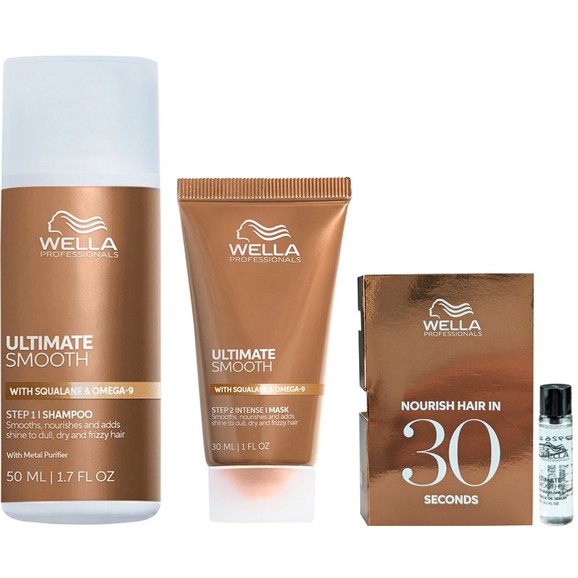 Σετ Δώρο Wella Professionals Ultimate Smooth Step 1 Shampoo 50ml & Step 2 Hair Mask 30ml & Miracle Oil Serum 3ml