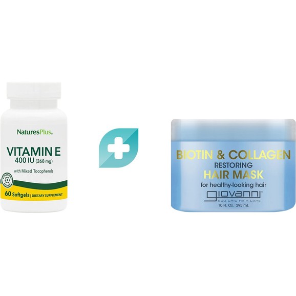 Σετ Δώρο Natures Plus Vitamin Ε 400IU 60 Softgels & Giovanni Biotin & Collagen Restoring Hair Mask 295ml