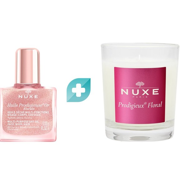 Σετ Δώρο Nuxe Huile Prodigieuse Or Florale Multi-Purpose Dry Oil for Face - Body - Hair 10ml & Prodigieux Floral Candle 60g