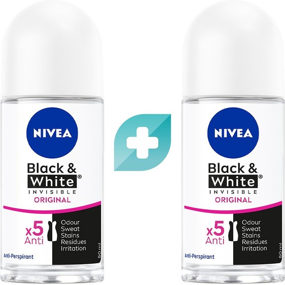 Σετ Nivea Black & White Invisible Original Deo Roll-On 100ml (2x50ml)