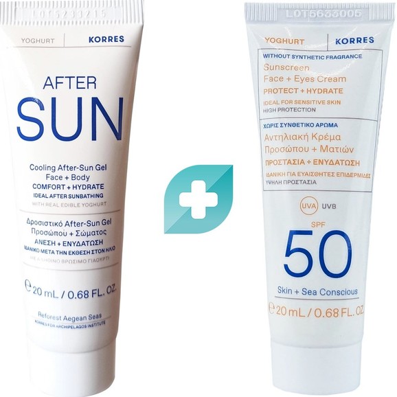 Σετ Δώρο Korres Yoghurt Sunscreen Face & Eyes Cream Spf50, 20ml &  After Sun 20ml