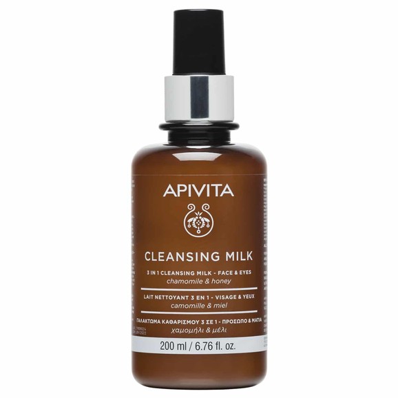 Apivita Cleansing Milk 3 in 1 Face & Eye With Chamomile & Honey 200ml Apivita Cleansing Milk 3 in 1 Face & Eye With Chamomile & Honey 200ml