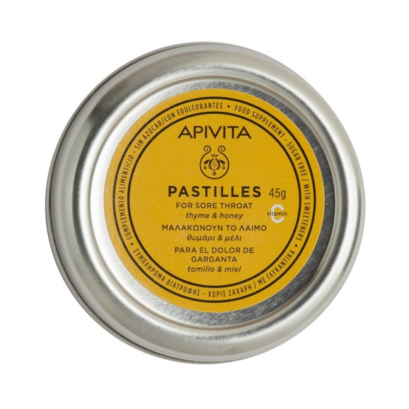 Apivita Pastilles For Sore Throat With Thyme & Honey 45g Apivita Pastilles For Sore Throat With Thyme & Honey 45g