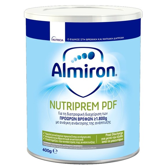 Nutricia Almiron NutriPrem PDF Ειδικό Τρόφιμο για τη Διατροφική Διαχείριση των Πρόωρων Βρεφών από την Γέννηση 400gr