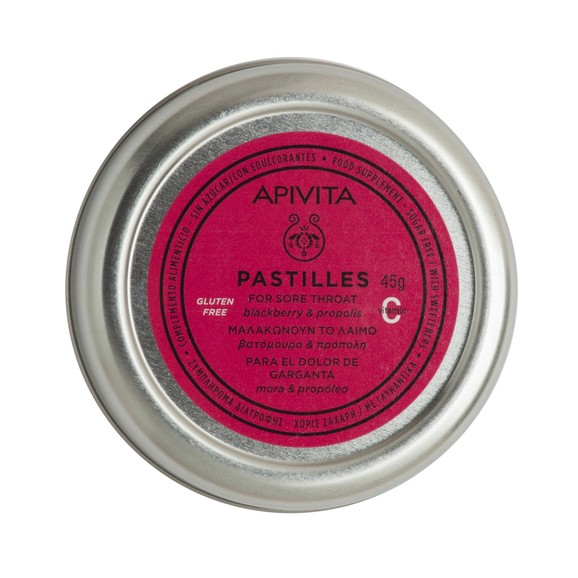 Apivita Pastilles For Sore Throat with Blackberry & Propolis 45g Apivita Pastilles For Sore Throat with Blackberry & Propolis 45g