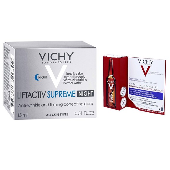 Δώρο Vichy Liftactiv Nuit Supreme Αντιρυτιδική Κρέμα Νύχτας 15ml & Liftactiv Specialist Glyco-C Night Pell 2ml