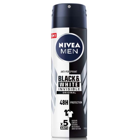Nivea Men Invisible Black And White Original Anti-Perspirant Deodorant Spray 150ml