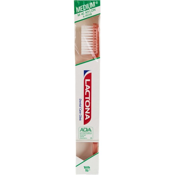 Lactona Natural Medium Nylon Μ40 4 Row Toothbrush 1 Τεμάχιο - Ροζ
