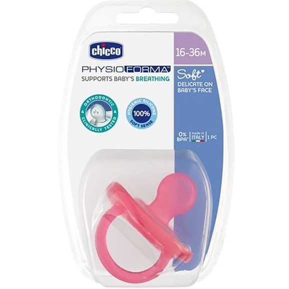 Chicco Silicone Soother Physio Forma Soft 16-36m, 1 Τεμάχιο - Ροζ