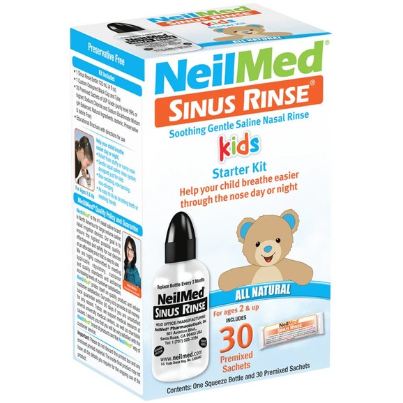 NeilMed Sinus Rinse for Kids Starter Kit Squeeze Bootle 2+ Years 1 Τεμάχιο & Refills 30 Φακελίσκοι