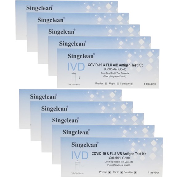 Singclean Πακέτο Προσφοράς IVD Covid-19 & Flu A / B Antigen Kit Rapid Self Test Cassette 10 Τεμάχια