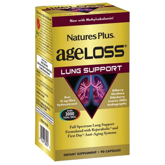 Natures Plus Ageloss Lung Support Συμπλήρωμα Διατροφής για την Υποστήριξη των Πνευμόνων 90caps