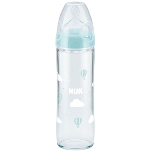 Nuk New Classic Bottle Silicone 0-6m 240ml 1 Τεμάχιο, Κωδ 10745080 - Γαλάζιο