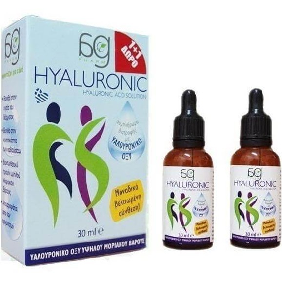 AgPharm Hyaluronic Acid Solution Συμπλήρωμα Διατροφής Υαλουρονικού Οξέως Υψηλού Μοριακού Βάρους 1+1 Δώρο 2x30ml