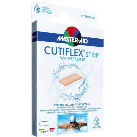 Master Aid Cutiflex Med Waterproof Strips 78x20mm Medium 10 Τεμάχια