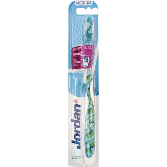 Jordan Individual Reach Medium Toothbrush Γαλάζιο 1 Τεμάχιο, Κωδ 310040
