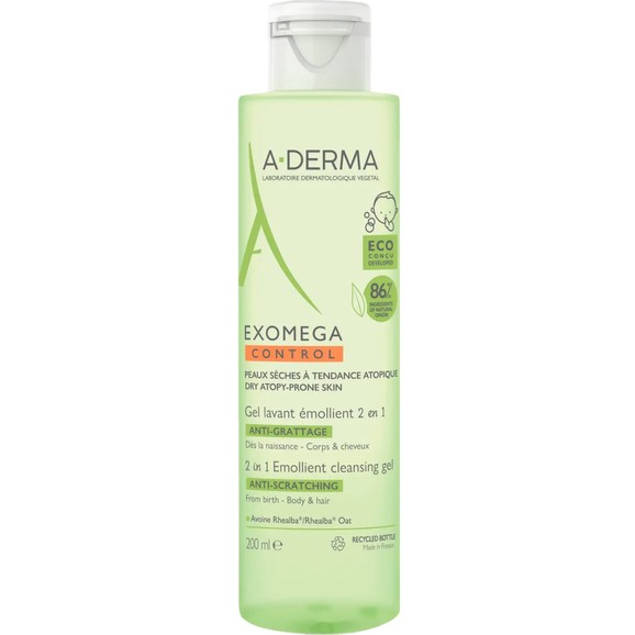 A-Derma Exomega Control 2in1 Anti-Scratching Emolient Cleansing Gel 200ml