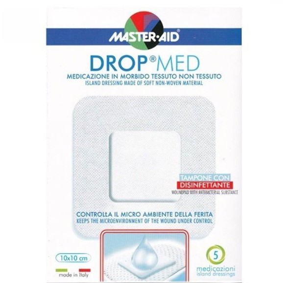 Master Aid Drop Med Woundpad with Antibacterial Substance 10x10cm 5 Τεμάχια
