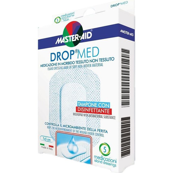 Master Aid Drop Med Woundpad with Antibacterial Substance 5x7cm 5 Τεμάχια