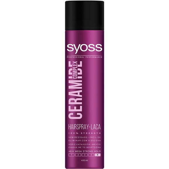 Syoss Hairspray Ceramide Επαγγελματικό Δυνατό Κράτημα Μεγάλης Διάρκειας για Μαλλιά Ανάλαφρα Ακόμα & Μετά από Βούρτσισμα 400ml