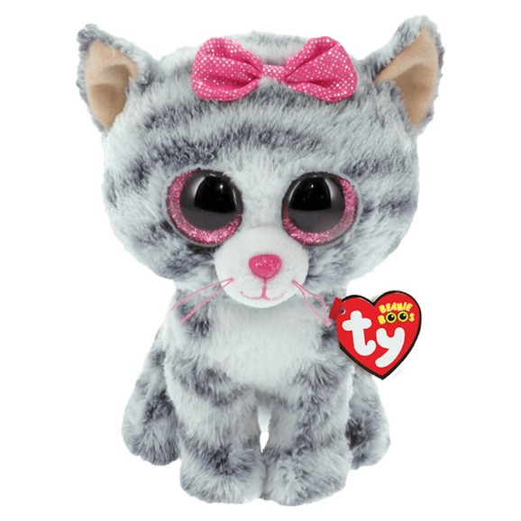 Ty Beanie Babies Kiki Grey Striped Cat Plushie 1 Τεμάχιο