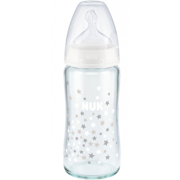NUK First Choice Plus Glass Bottle Silicone 0-6m 240ml 1 Τεμάχιο, Κωδ 10745124 - Λευκό NUK First Choice Plus Glass Bottle Silicone 0-6m 240ml 1 Τεμάχιο, Κωδ 10745124 - Λευκό