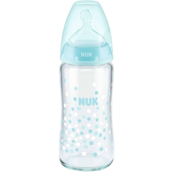 NUK First Choice Plus Glass Bottle Silicone 0-6m 240ml 1 Τεμάχιο, Κωδ 10745125 - Μπλε NUK First Choice Plus Glass Bottle Silicone 0-6m 240ml 1 Τεμάχιο, Κωδ 10745125 - Μπλε