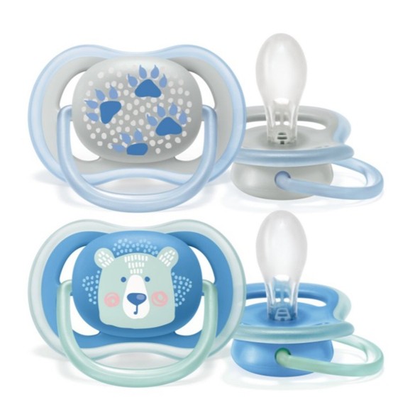 Avent Ultra Air Πιπίλα Σιλικόνης, Ελαφριά για να Αναπνέει το Δέρμα του Μωρού, Γαλάζιο Μπλε 6-18m SCF085/03, 2 Τεμάχια