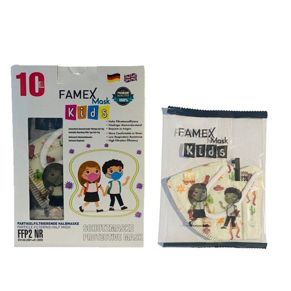 Famex Mask Kids Παιδικές Μάσκες Προστασίας μιας Χρήσης FFP2 NR Cowboy 10 Τεμάχια