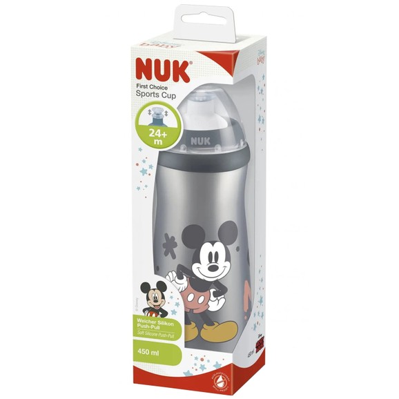 Nuk Disney Mickey Sports Cup Push-Pull BPA Free 24m+, 450ml - Γκρι