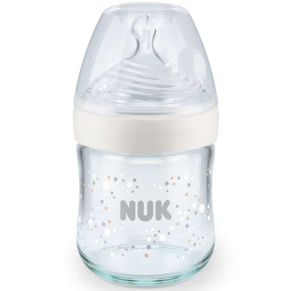 Nuk Nature Sense Glass Bottle Silicone Small 120ml - Άσπρο