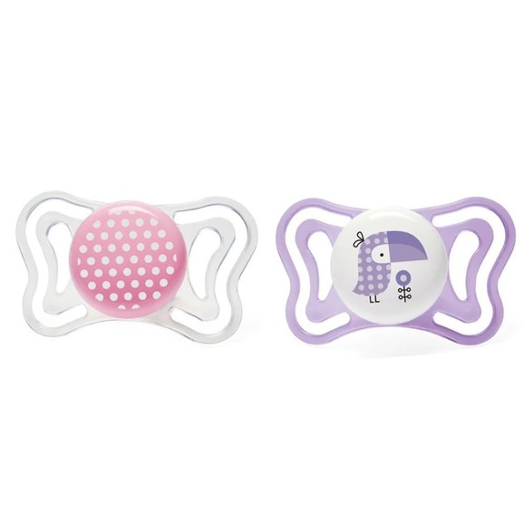 Chicco Silicone Soother Physio Forma Light 2-6m 2 Τεμάχια - Διάφανο/ Μωβ