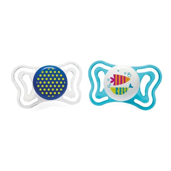 Chicco Silicone Soother Physio Forma Light 16-36m 2 Τεμάχια - Διάφανο/ Γαλάζιο