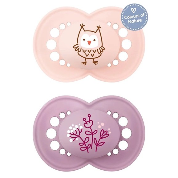 Mam Day & Night Silicone Soother 16m+ Κωδ 274S 2 Τεμάχια - Ροζ/ Μωβ