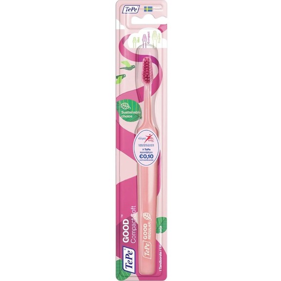Δώρο TePe Good Compact Soft Toothbrush Compact Head Ροζ 1 Τεμάχιο