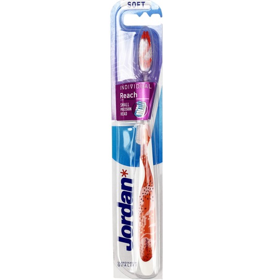 Jordan Individual Reach Soft Toothbrush 1 Τεμάχιο Κωδ 310041 - Πορτοκαλί