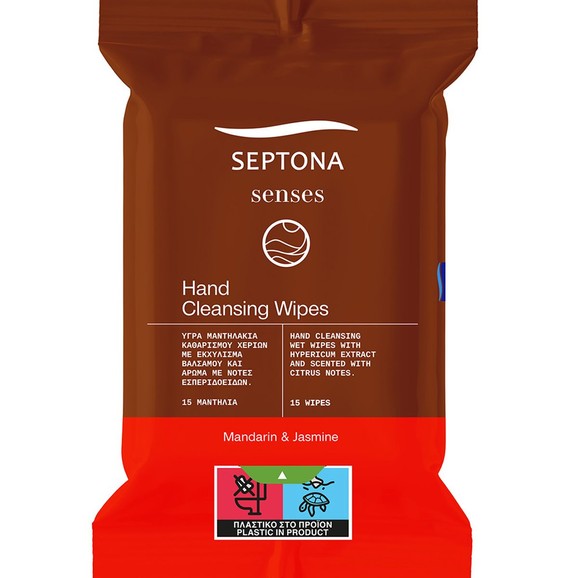 Δώρο Septona Senses Hand Cleansing Wipes Υγρά Μαντηλάκια Καθαρισμού Χεριών με Εκχύλισμα Βάλσαμου & Άρωμα με Νότες Εσπεριδοειδών 15 Τεμάχια 
