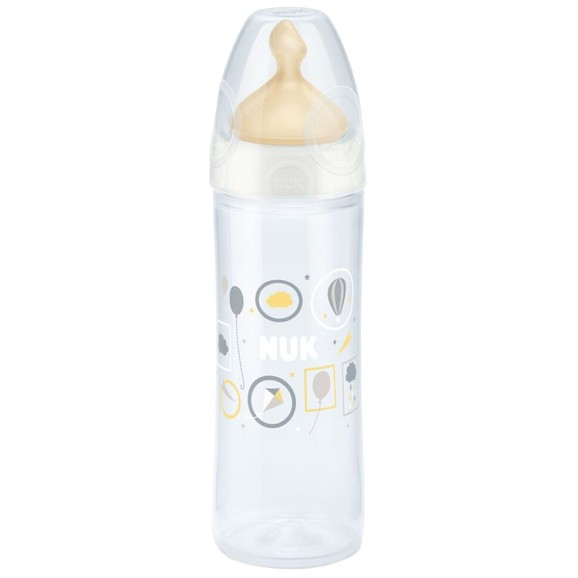 Nuk New Classic PP Bottle with First Choice Plus Latex Teat 6m+ 250ml, Κωδ 10536548 - Κίτρινο / Γκρι