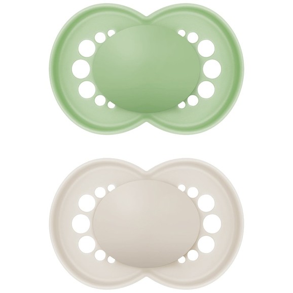 Mam Original Unprinted Matt Silicone Soother 6-16m 2 Τεμάχια, Κωδ 178SUC - Πράσινο / Γκρι